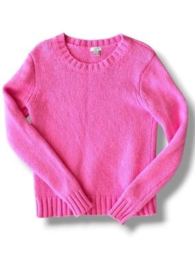 J. Crew Factory Pink Mini-Cable Knit Wool Blend Pullover Sweater Size Small